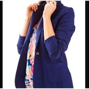 Lilly Pulitzer Mindy Shawl Cardigan Navy Cotton Stretch Blazer